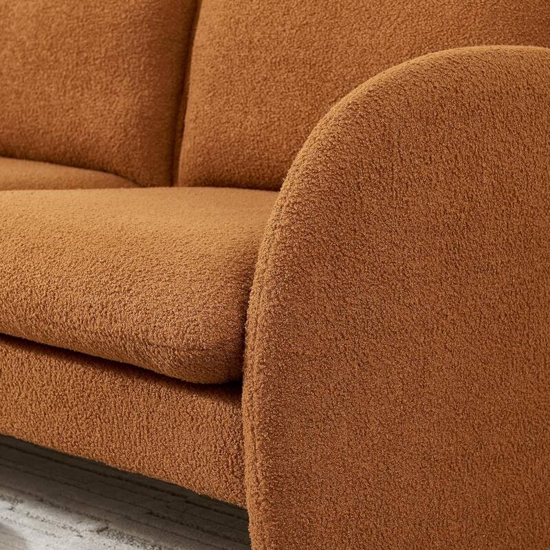59" Lambswool Fabric Upholstered Loveseat Sofa with High Back & Toss Pillows 2 Seater Leisure Couch ,Tool-Free Assembly