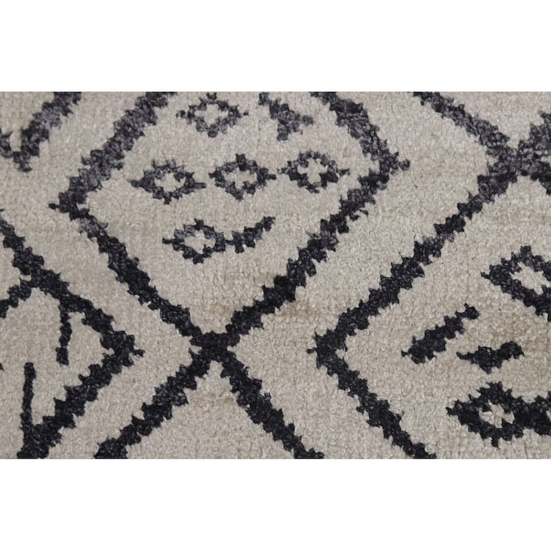 Abstract Moroccan Oriental Area Rug Hand-Knotted Wool Carpet - 3'10" x 5'9"