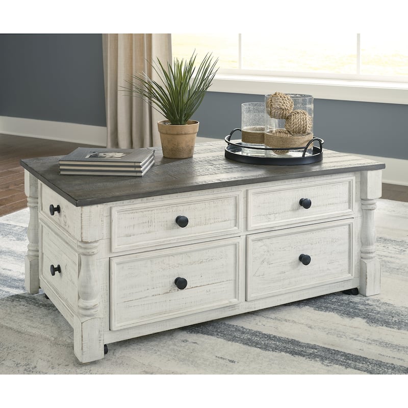 Signature Design by Ashley Havalance White/Gray Lift Top Cocktail Table - 26"W x 46"D x 20"H