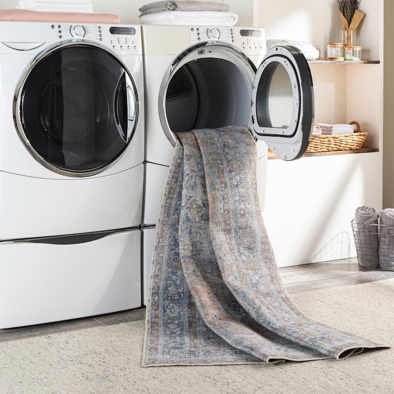 Juniuss Faded Medallion Machine Washable Area Rug