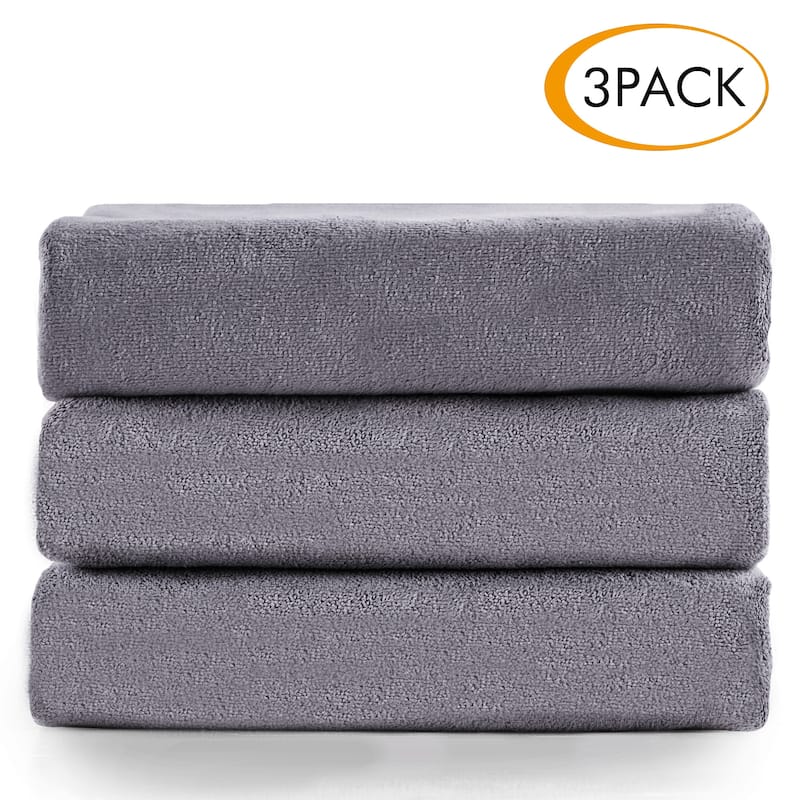 Fast Dry 3-Pack Bath Towels 27"x55" - Grey