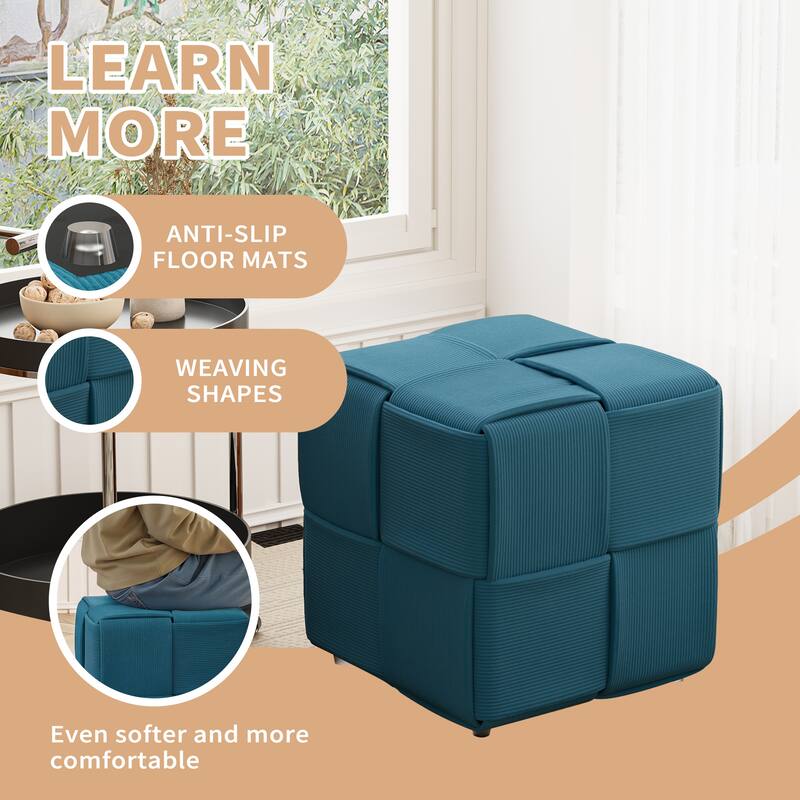 Ottoman Foot Rest Soft and Comfortable Ottoman Square Corduroy Woven Design Sofa Stool