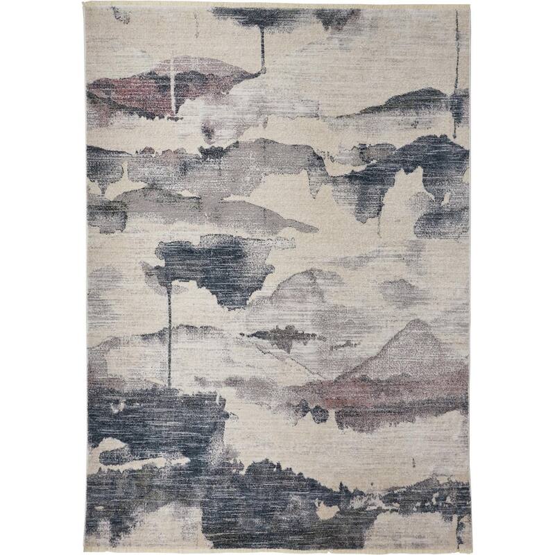 Abstract Watercolor Transitional Industrial Rug