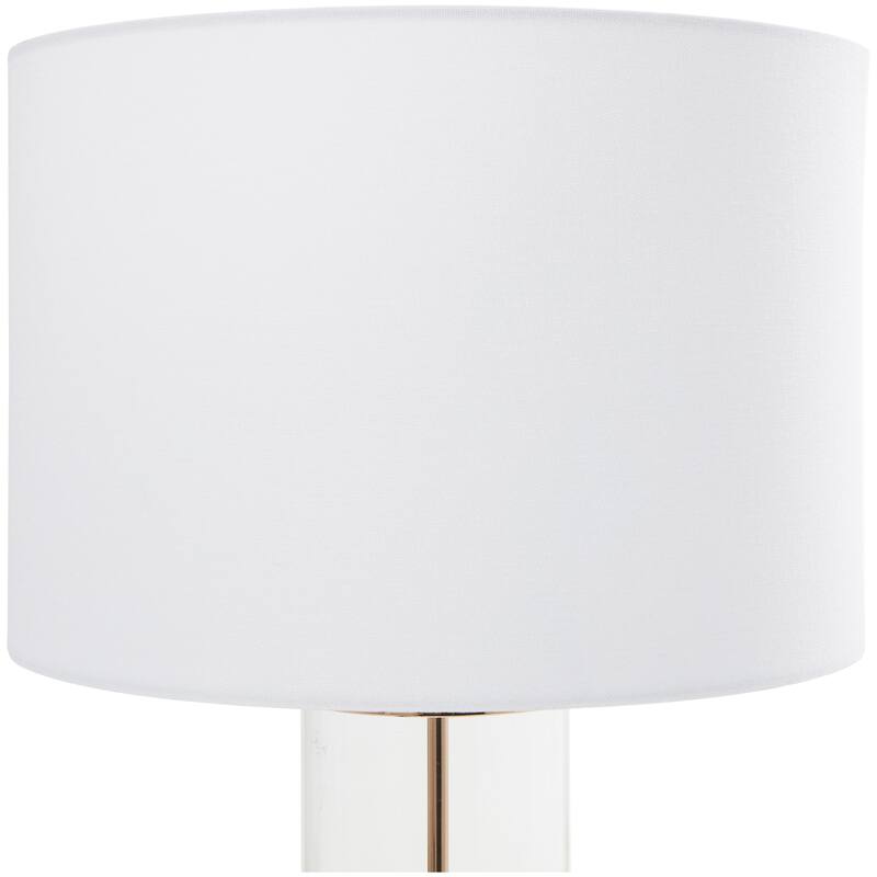 CosmoLiving by Cosmopolitan Gold Tempered Glass Transparent Base Table Lamp with Drum Shade