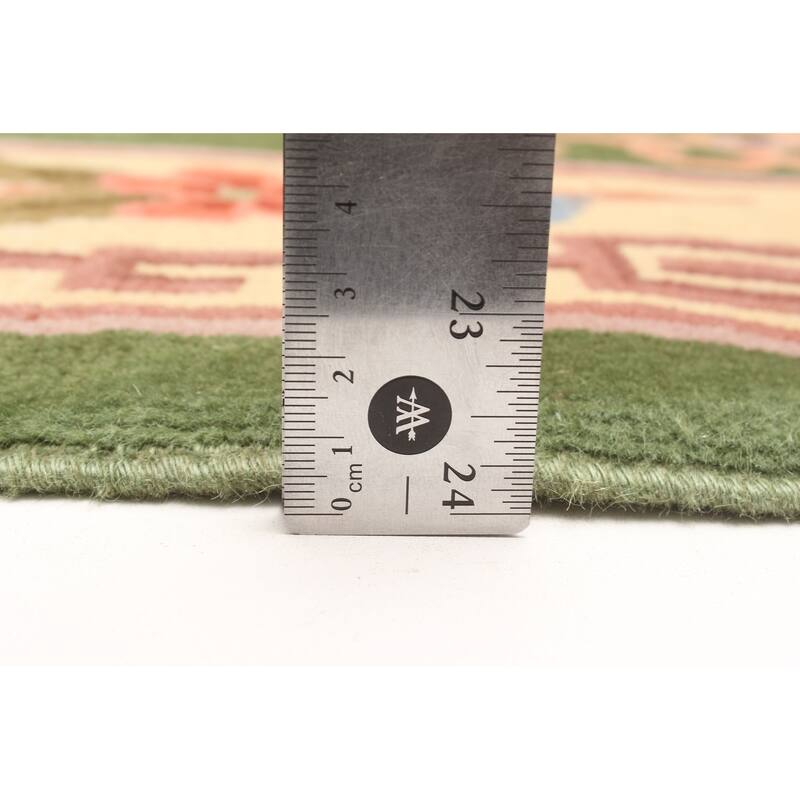 ECARPETGALLERY Hand-knotted Aubusson Green Wool Rug - 2'11 x 5'1