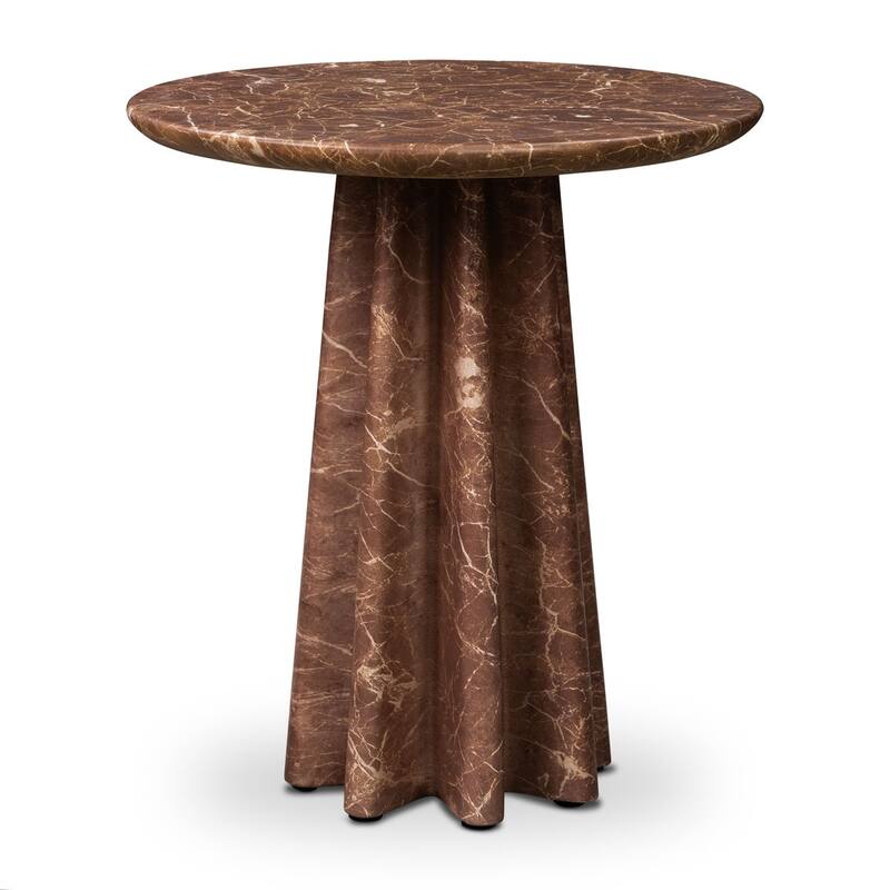 Folda Sculpted Concrete Pedestal Side Table - Bordeaux Red