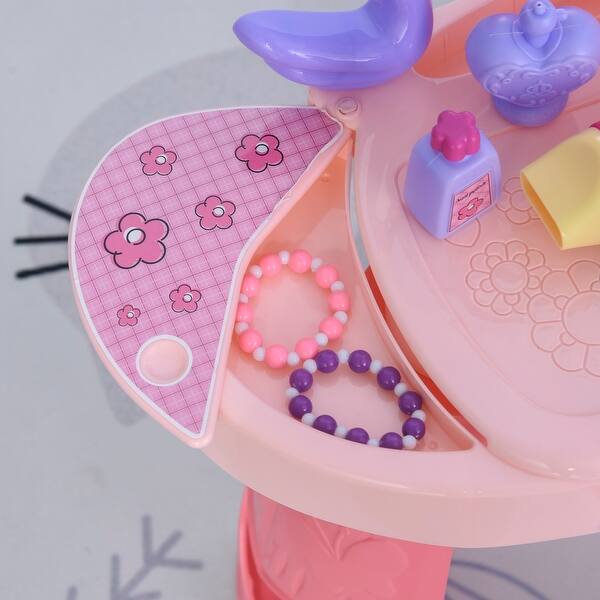 Qaba Kids Vanity Table Stool Beauty Pretend Play Set With Mirror Lights Sounds Makeup Accessories For Girls 3 Years Old Pink On Sale Overstock 32192865 Make your vanity into a powderer's paradise. aosom