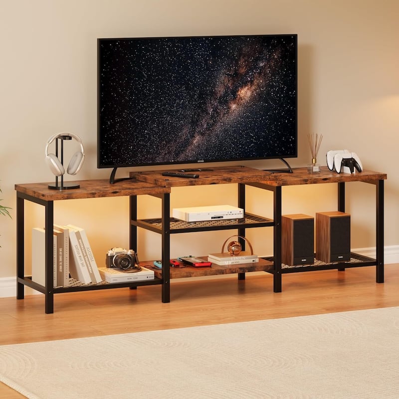 66.9" Entertainment Center TV Stand with Power Outlet for Living Room - N/A