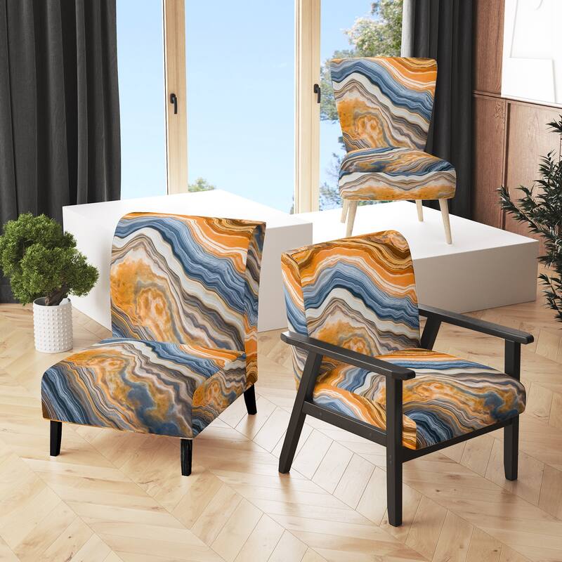 Designart "Segment Layers of Marbled Rock" Upholstered Fractals Accent Chair and Arm Chair