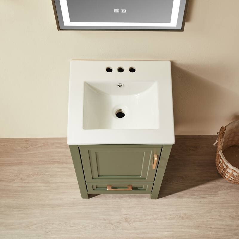 Fully Assembled 18" Freestanding Single Bathroom Vanity with Top