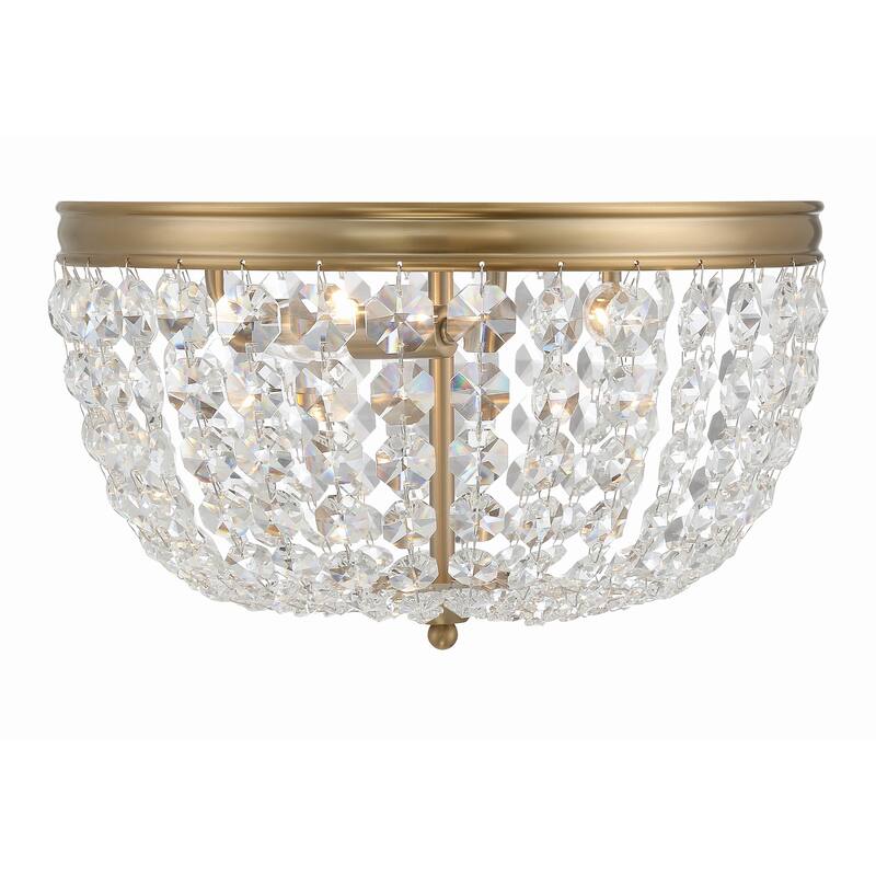 Nola 3 Light Vibrant Gold Ceiling Mount - 14.25"W x 8.5"H - 14.25"W x 8.5"H