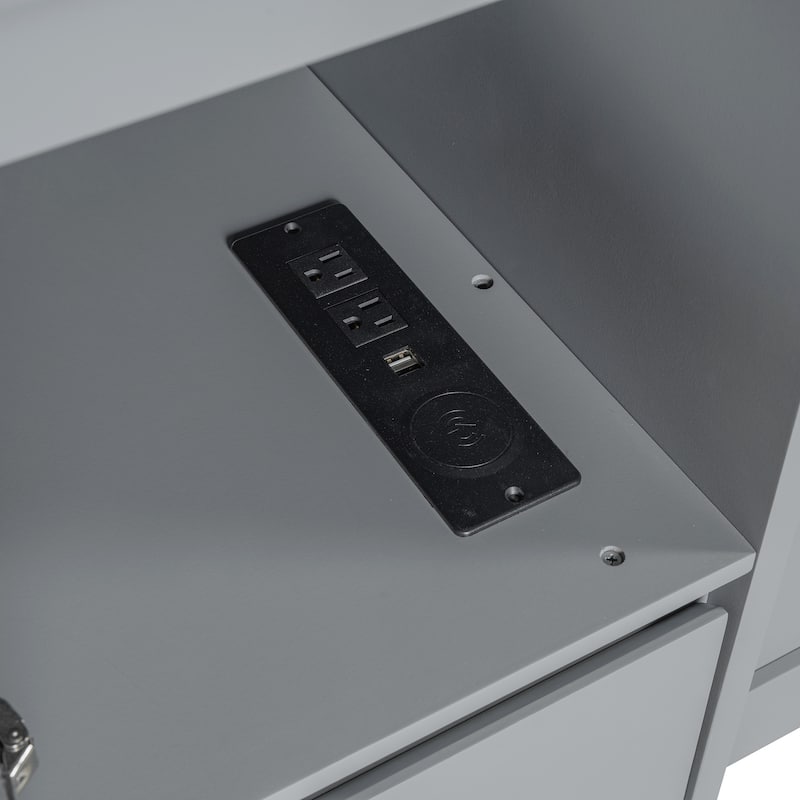 Modern Style Murphy Bed with Drawers, Cabinets and USB Ports for Bedroom