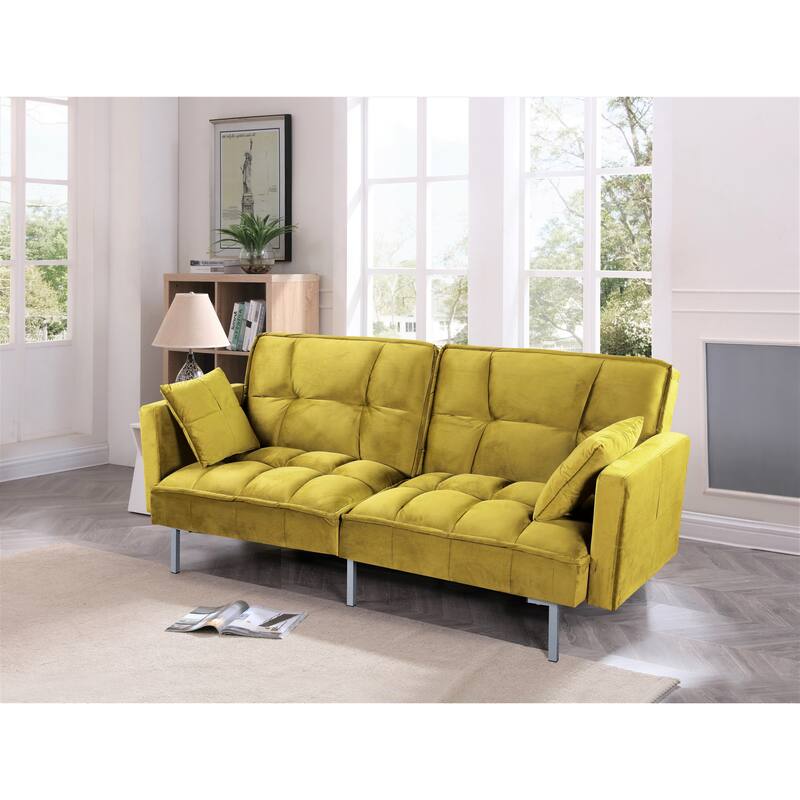 Bernal 75.6"W Velvet Futon Sofa Bed Sleeper