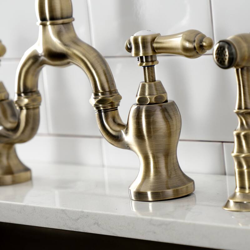 Kingston Brass Heirloom Bridge Kitchen Faucets with Brass Sprayer