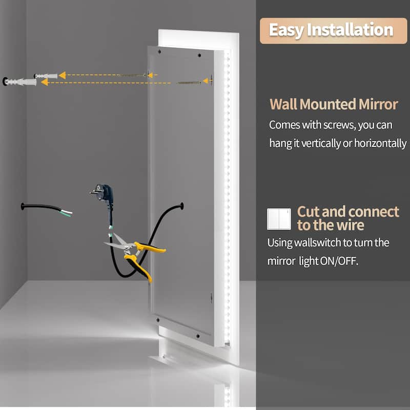 Memory Function Adjustable Warm White/Natural/Daylight Lights Bathroom Mirror - 400x500mm