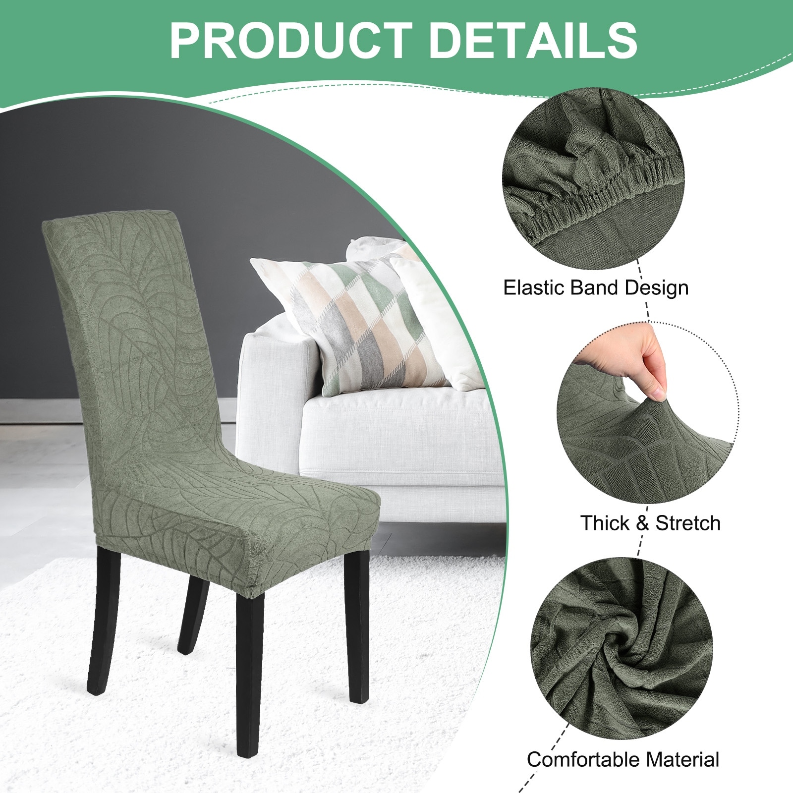 Waterproof Chair Cover, Dining Room Stretch Jacquard Chair Covers Protectors
