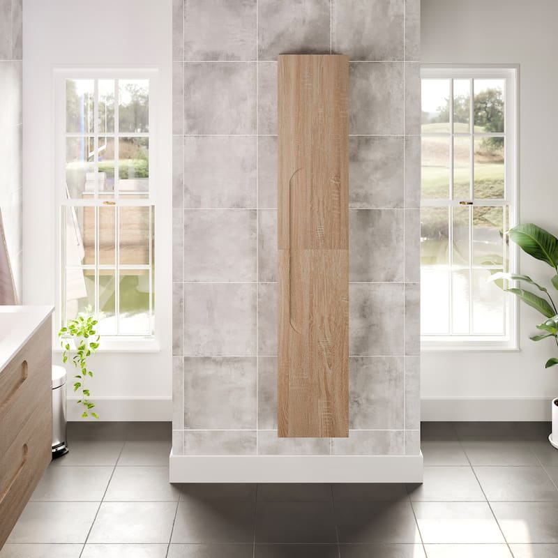 Eviva Joy 12"W x 10"D x 59"H Wall-Mounted Linen Cabinet - Maple