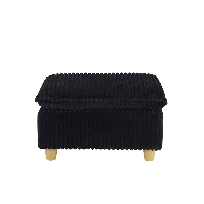 Single Sofa with Ottoman, Comfy Corduroy Upholstered Armchair, Lounge Chair with Throw Pillows for Living Room, Balcony