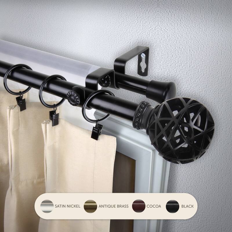 Ginny 13-16 inch Double Curtain Rod - Elegant Steel Drapery Rod Set - 170
