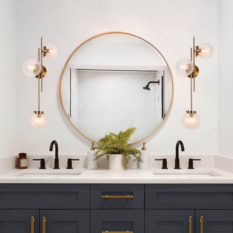 Modern Gold 3-Light Bathroom Vanity Lights Globe Glass Wall Sconces