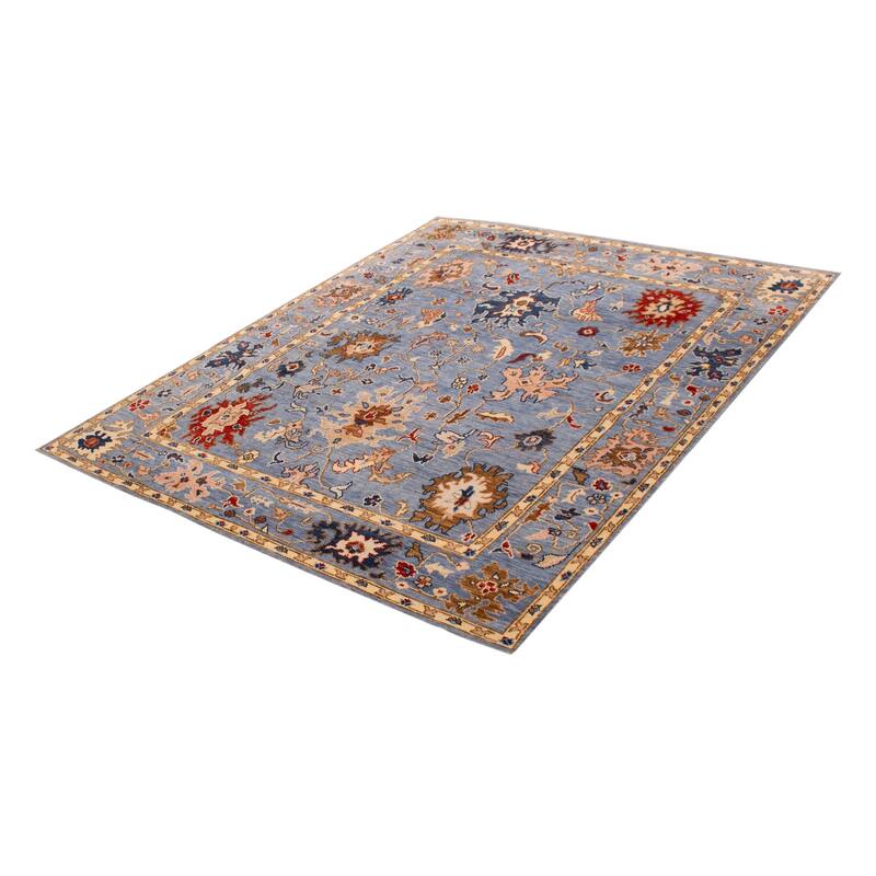 ECARPETGALLERY Hand-knotted Modern Oushak Light Denim Blue Wool Rug - 7' 11" x 9' 11"
