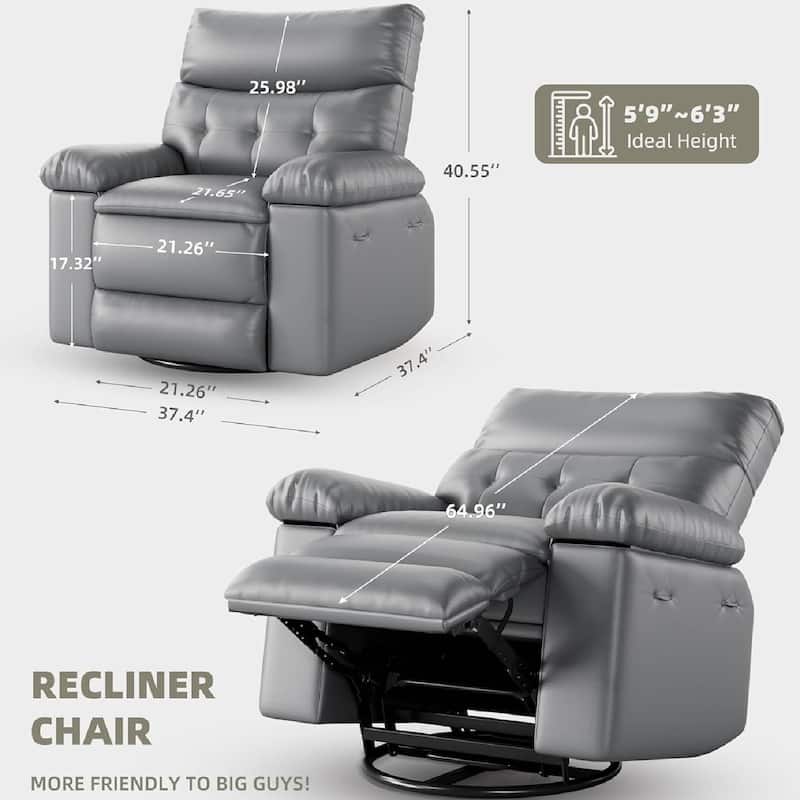 Oversized Wide Manual Recliner Sofa Chair with Foldable Armrests for Living Room Bedroom