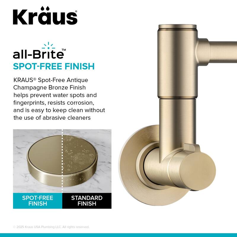 KRAUS Bolden 2 Handle Wall Mount Pot Filler Faucet w/ Retractable Arm