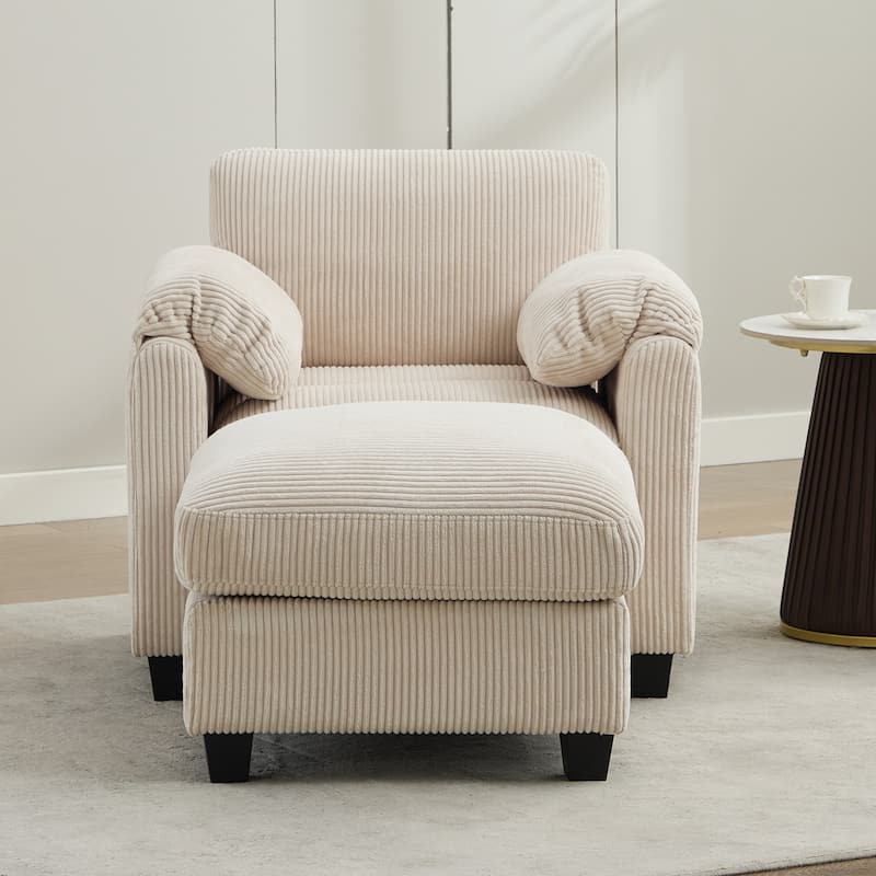 Corduroy Single Sofa Chiar with A Removable Ottoman