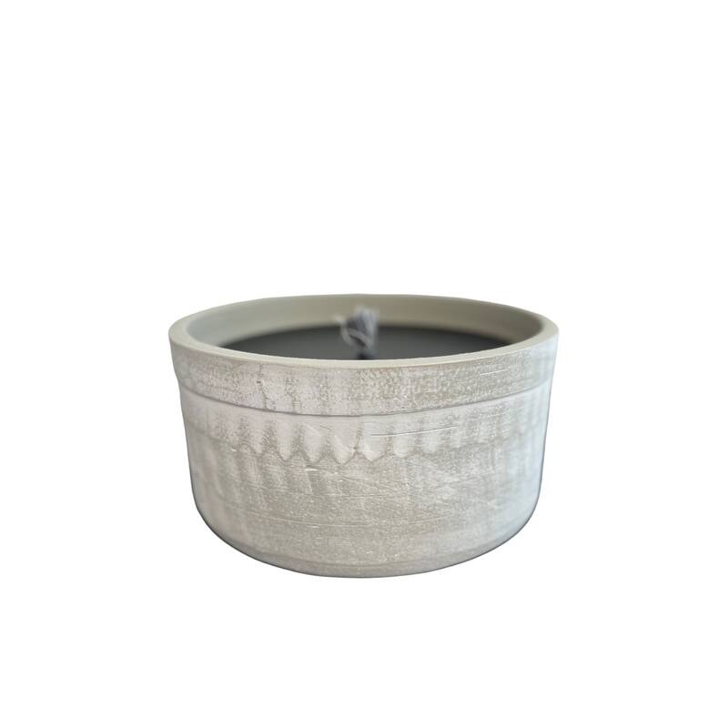 Terracotta Outdoor Bowl Grey Aged Candle Dia 11" - GREY