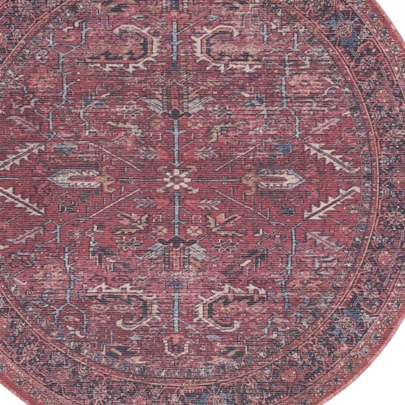 Power Loomed Distressed Geometric Floral Traditional Durable Area Rug - 63' X '63' X '0.28