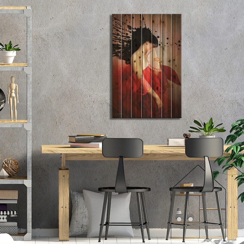 Carmen Print On Wood by Catrin Welz-Stein - Multi-Color