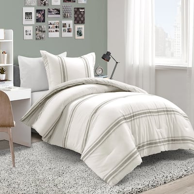 Lush Decor Farmhouse Stripe Reversible Cotton 2 Piece Comforter Set