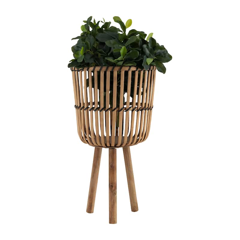 Sagebrook Home Wicker Modern Boho Bamboo Planter Set