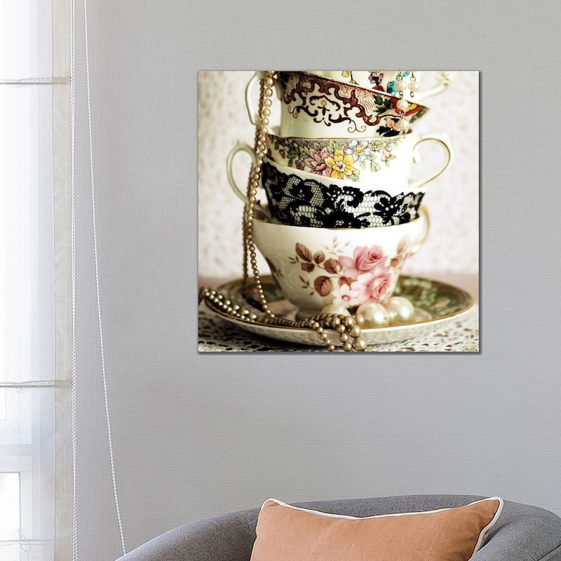 iCanvas "Antique Cups And Saucers With Pearls I" by Tom Quartermaine Canvas Print - 26x26x1.5