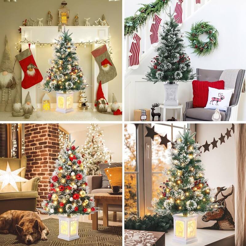 3 Ft Artificial Pre-Lit Christmas Tree, Deer lightbox Box