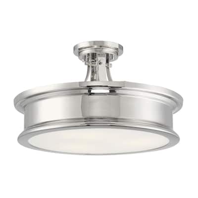 Savoy House Watkins 3 Light 16" Wide Semi-Flush Drum Ceiling Fixture