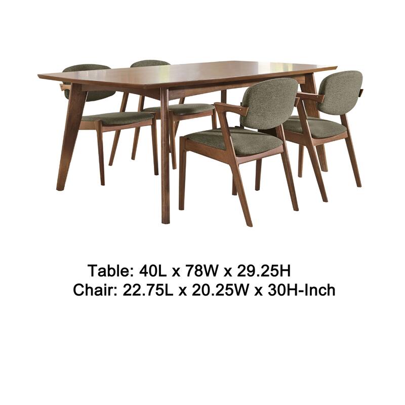 Lery 5pc Dining Table and 4 Chair Set, Gray and Walnut Brown
