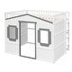 preview thumbnail 60 of 112, Solid Wood House Loft Bed with Window Design and Ladder, Twin/Full Size Playhouse Bed Loft Bed Frame with Guardrail for Kids