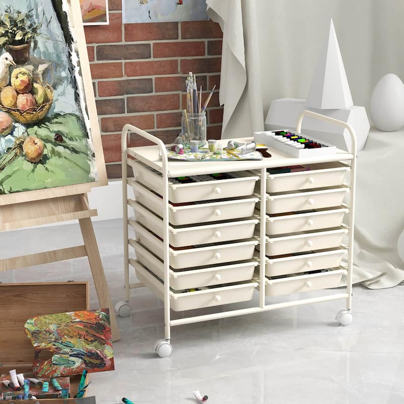 Costway 12 Drawers Rolling Cart Storage Scrapbook Paper Studio - See Details