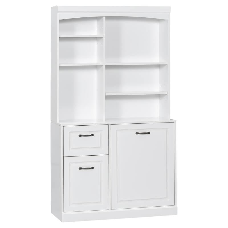 Bathroom Storage Cabinet with Tilt-Out Hamper, 70.9"Tall Free Standing Organizer with Drawers & Adjustable Shelves