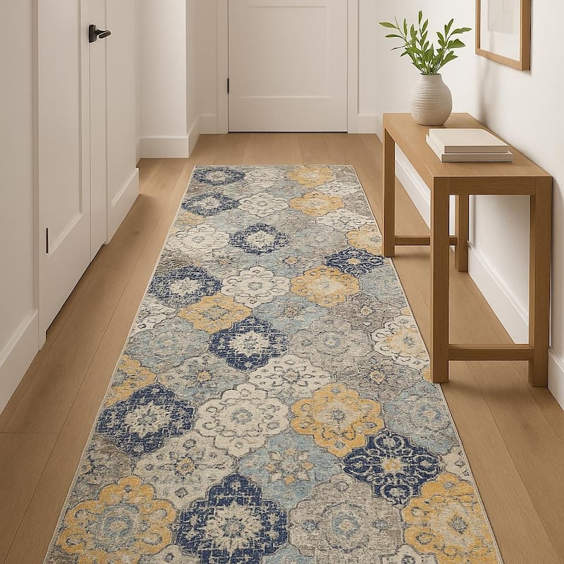 HomeRoots Abstract Modern Runner Area Rug - 144.00 in. x 27.00 in.  x 0.40 in.