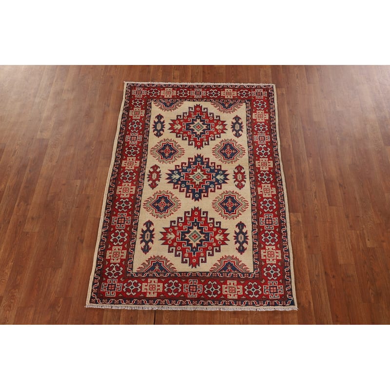 Traditional Kazak Accent Rug Handmade Wool Carpet - 3'5"x 5'1"