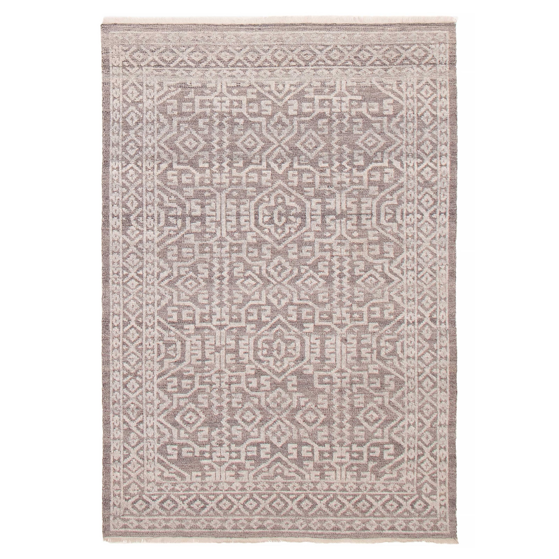 ECARPETGALLERY Hand-knotted Tangier Light Grey Wool Rug - 5'3 x 7'11
