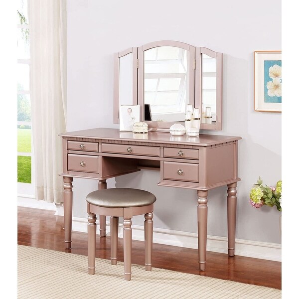 Tri fold outlet mirror vanity set
