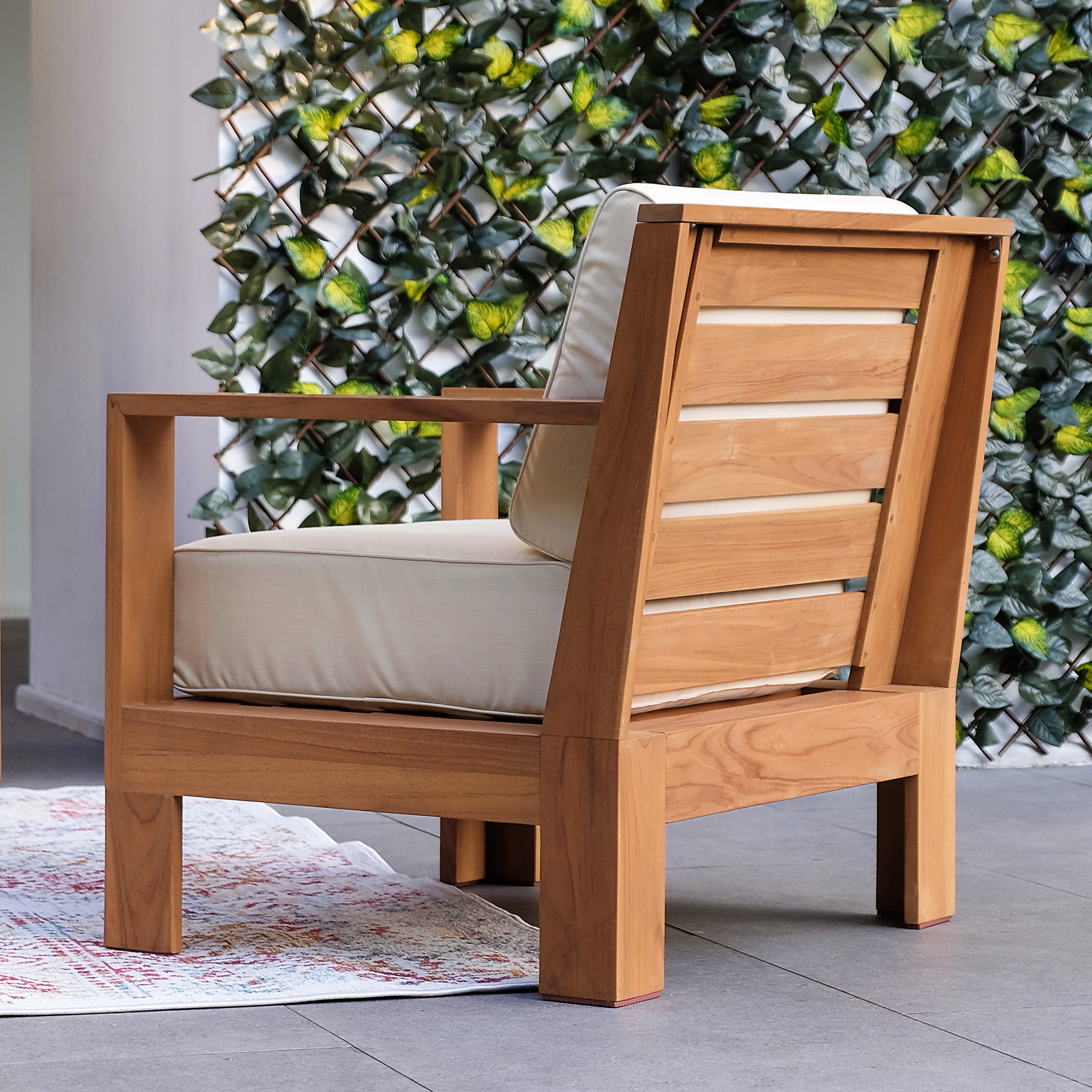 Logan Teak Outdoor Lounge Chair with Sunbrella Cushion