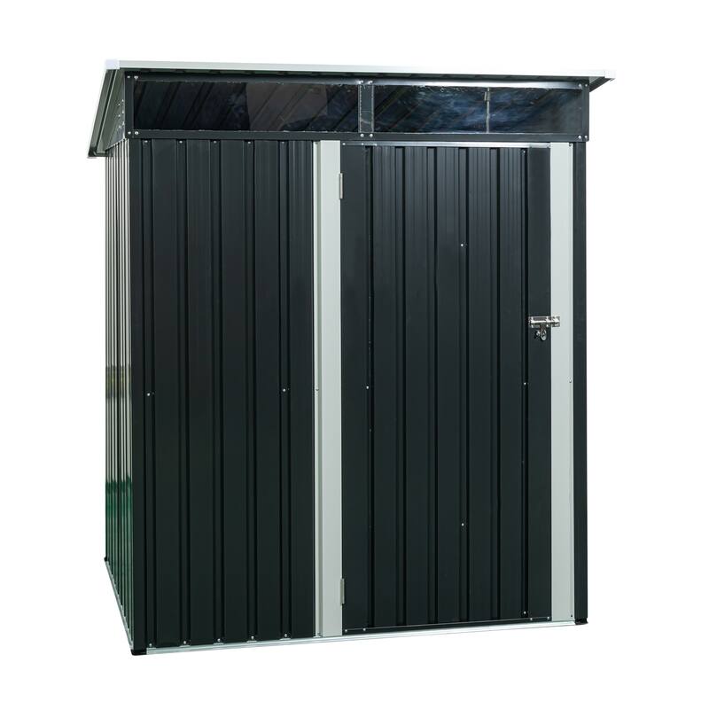 GDF Studio - Polanco Outdoor Metal Storage Shed with Transparent Roof Panel and Galvanized Steel Design