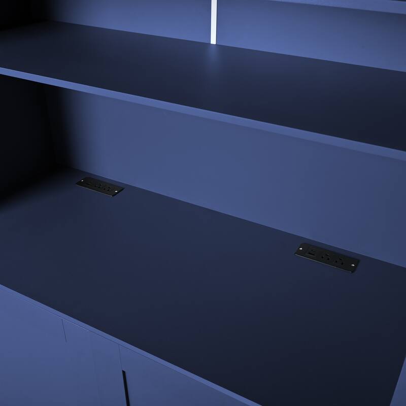 80.1'' Tall Kitchen Pantry Cabinet, Shaker Storage Cupboard w/ Power Outlets, Drawers, Wine Rack, Adjustable Shelves