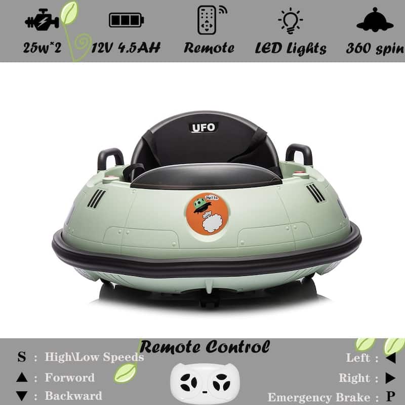 12V Bumper Car with Remote Control, Battery Powered Ride On Bumper Car