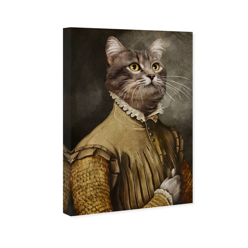 Wynwood Studio Canvas Animals Nobel Feline Brown and Beige Traditional Wall Art Canvas Print - Brown, Brown
