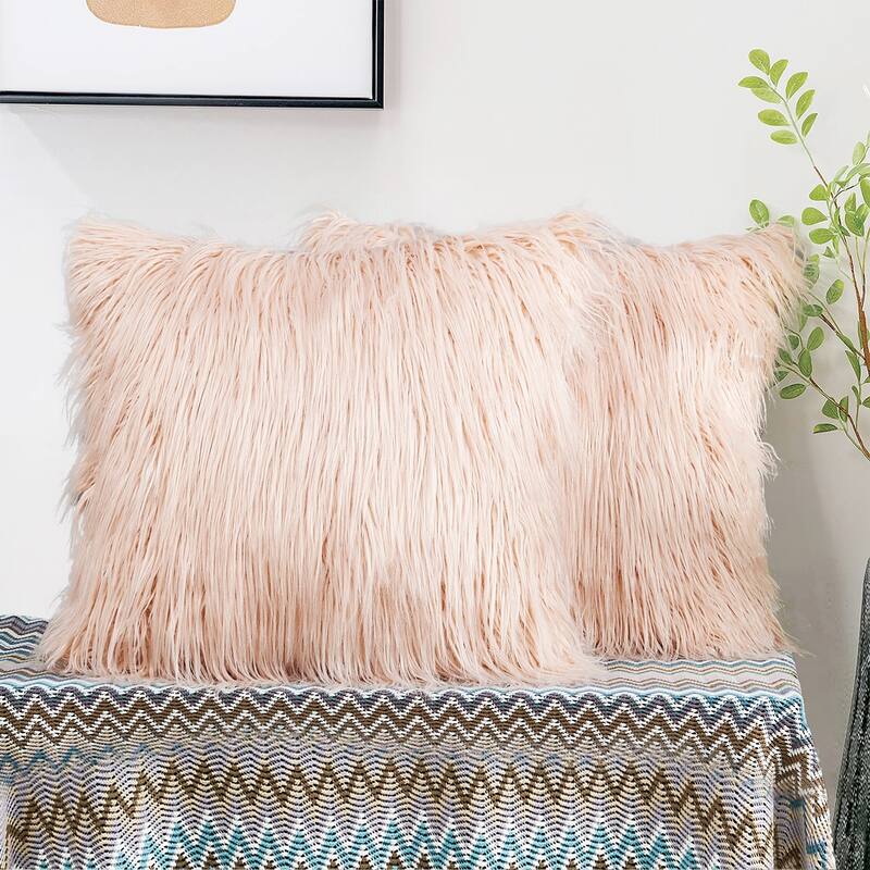 Karenne FauxFur Throw Pillow Covers (Set of 2), NO INSERT
